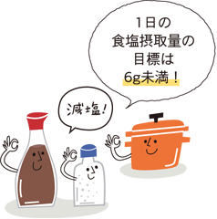 1日の食塩摂取量の目標は6g未満 減塩!