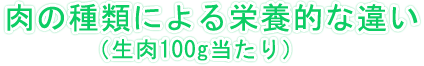 肉の種類による栄養的な違い（生肉100g当たり）